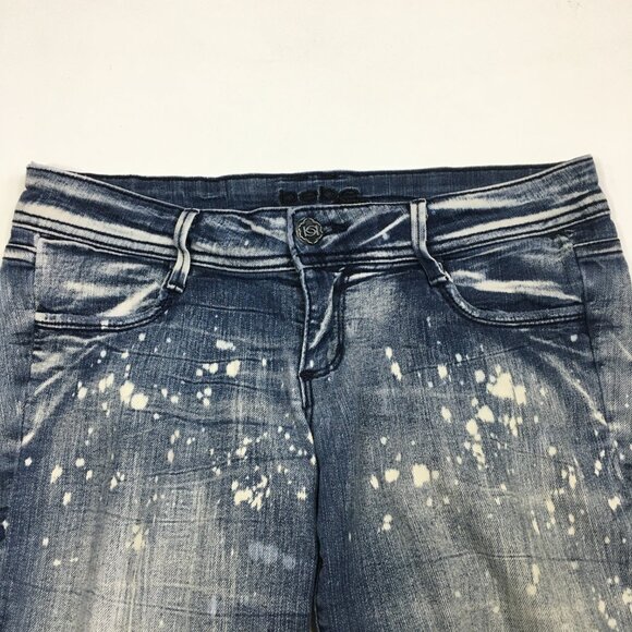 BEBE Medium Wash Bleached Distressed Ripped Knee 5 Pocket Skinny Jeans - Picture 4 of 13